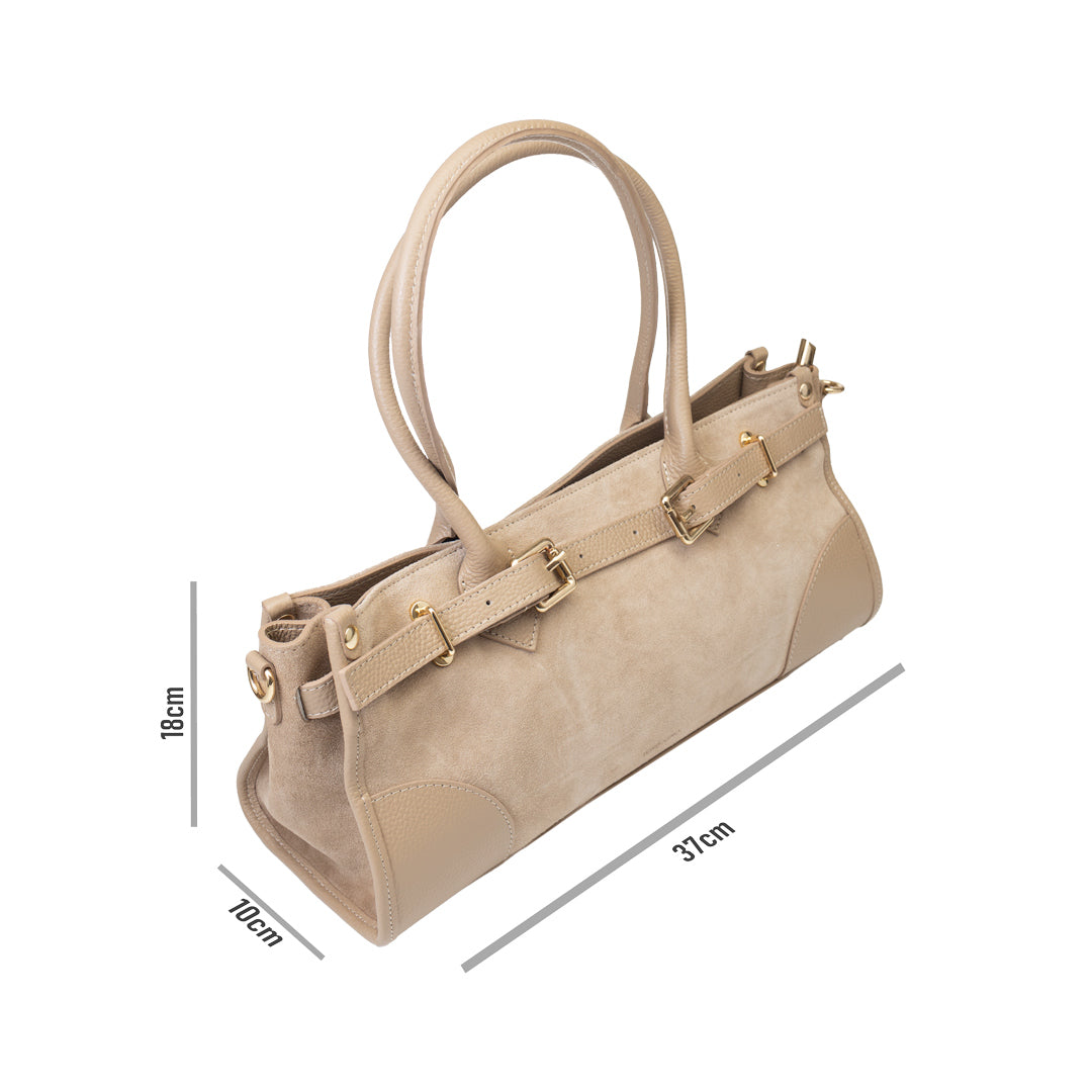 Women's bag made of natural leather, light taupe Evelin