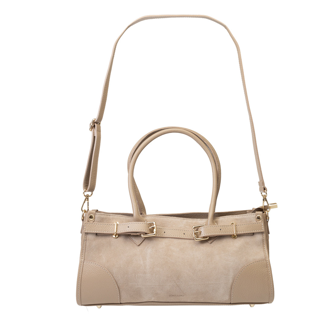 Women's bag made of natural leather, light taupe Evelin