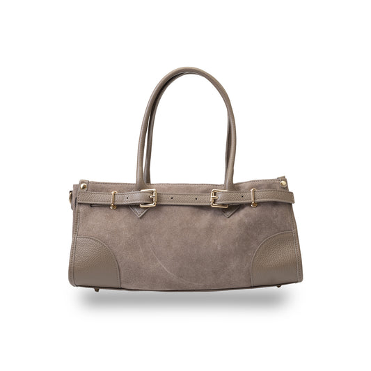 Women's bag made of natural leather, dark taupe Evelin