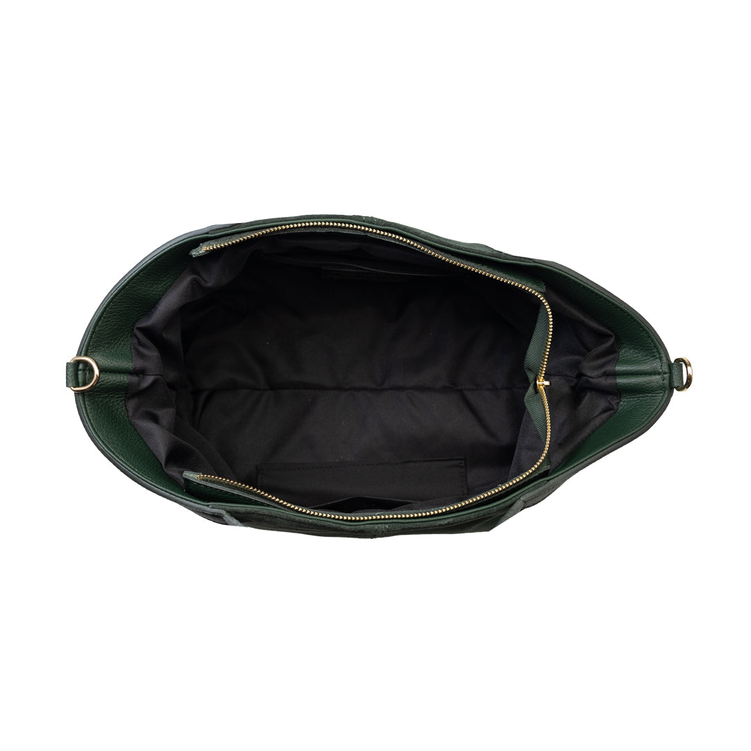 Sac à main femme en cuir velours naturel vert Bianca