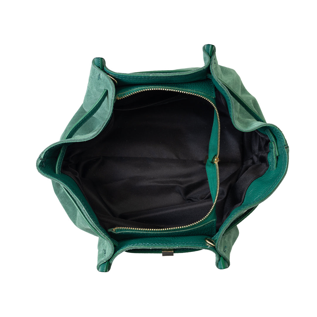 Women's bag made of green genuine leather Elena