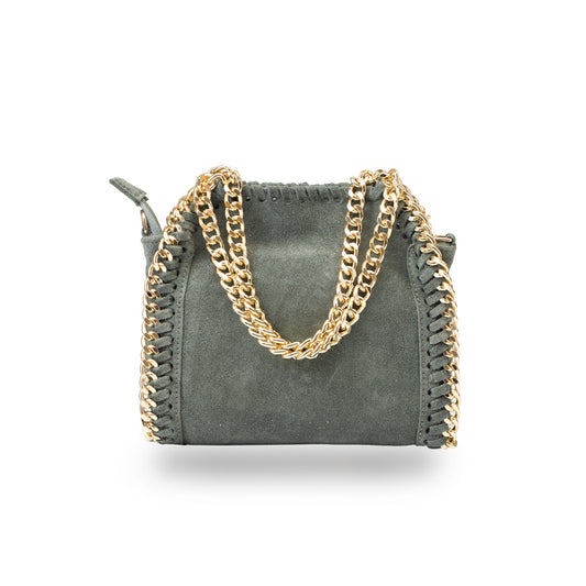 Women's bag made of green genuine leather Ilona