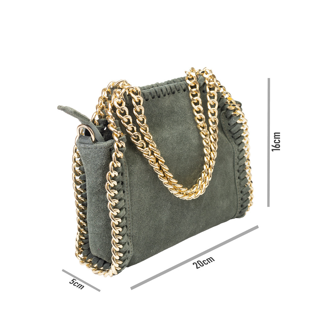 Women's bag made of green genuine leather Ilona