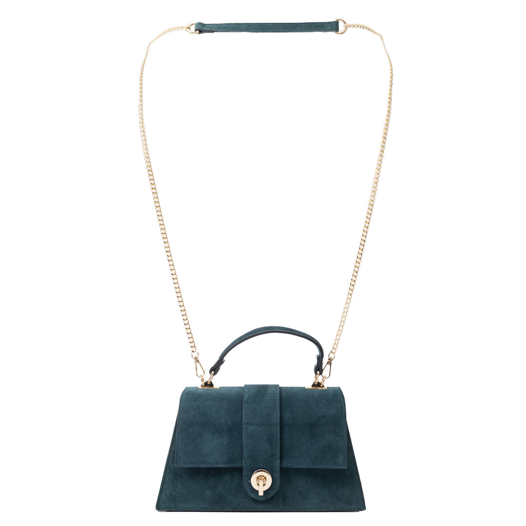 Women's bag made of green genuine leather Verona