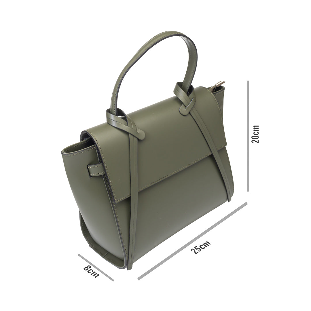 Women's bag made of genuine green leather Erika