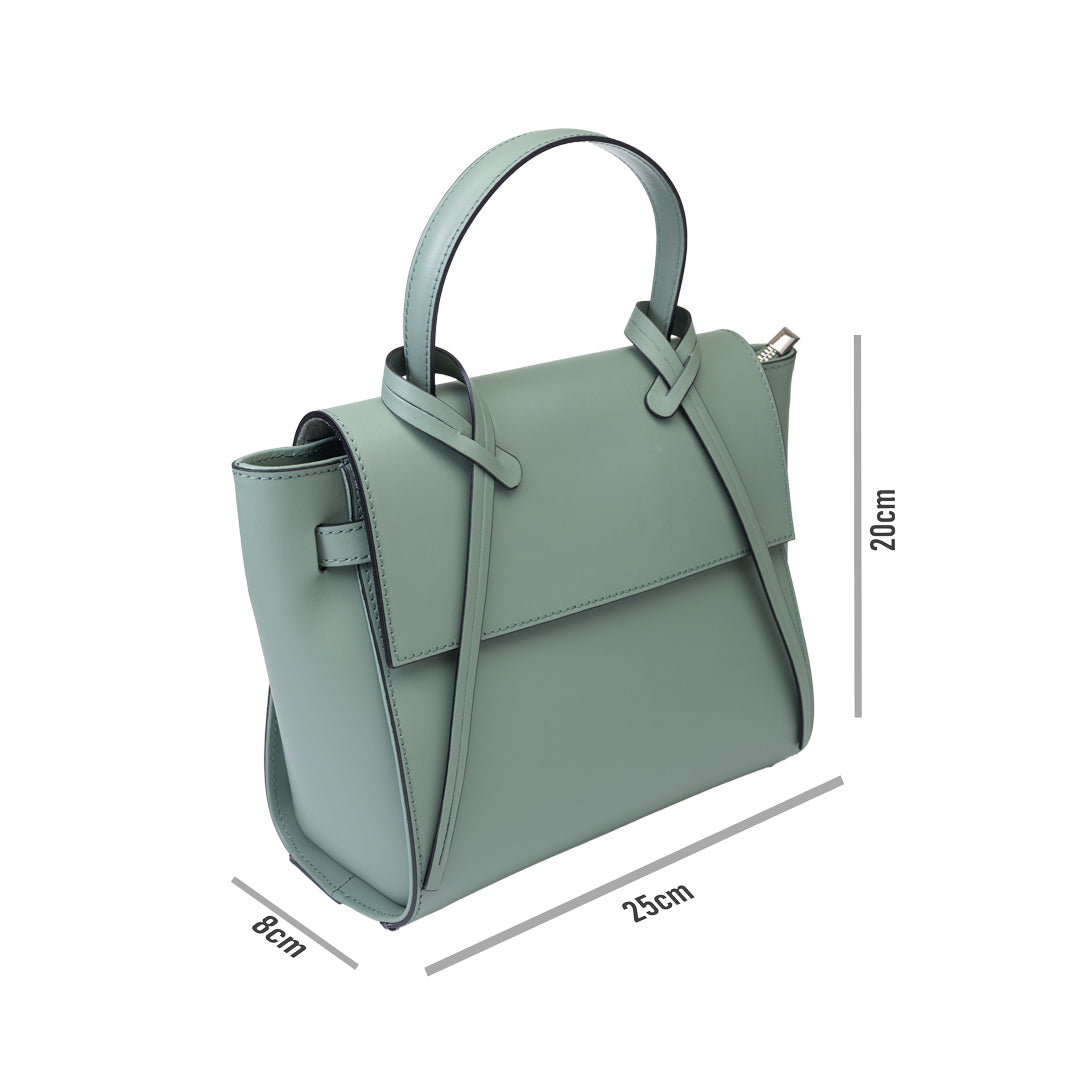 Women's bag made of genuine leather, sage green Erika