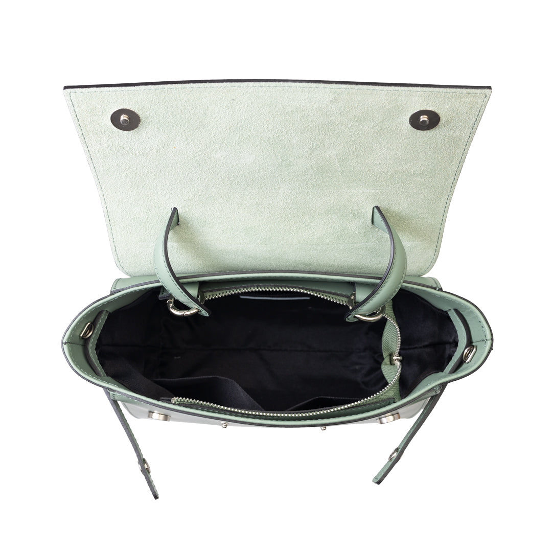 Women's bag made of genuine leather, sage green Erika