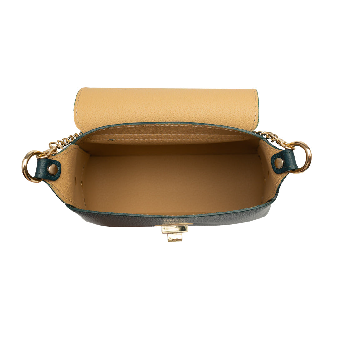 Damenhandtasche aus Naturwildleder, Petrolgrün Raisa