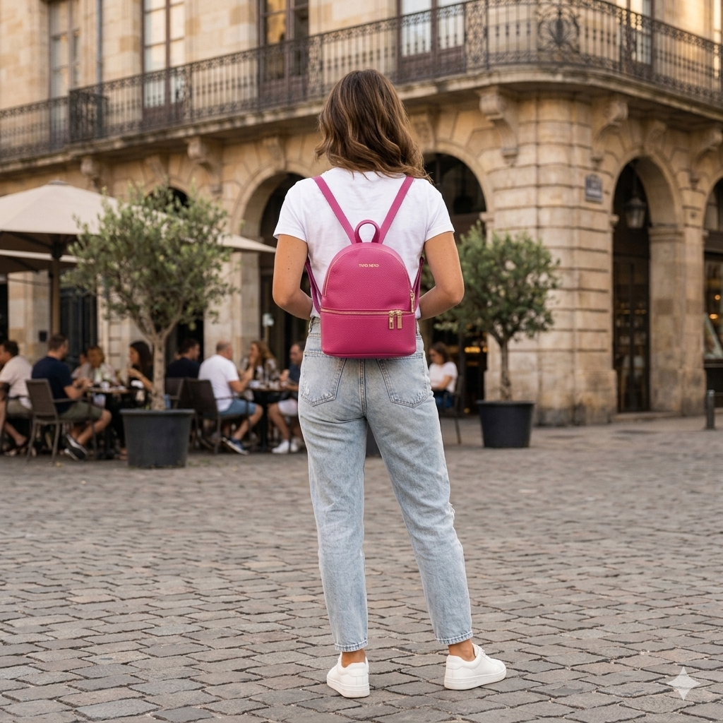 Rucsac damă din piele naturala fucsia Teen Spirit