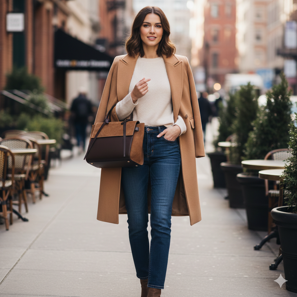 Women's bag made of genuine leather, dark brown Erika