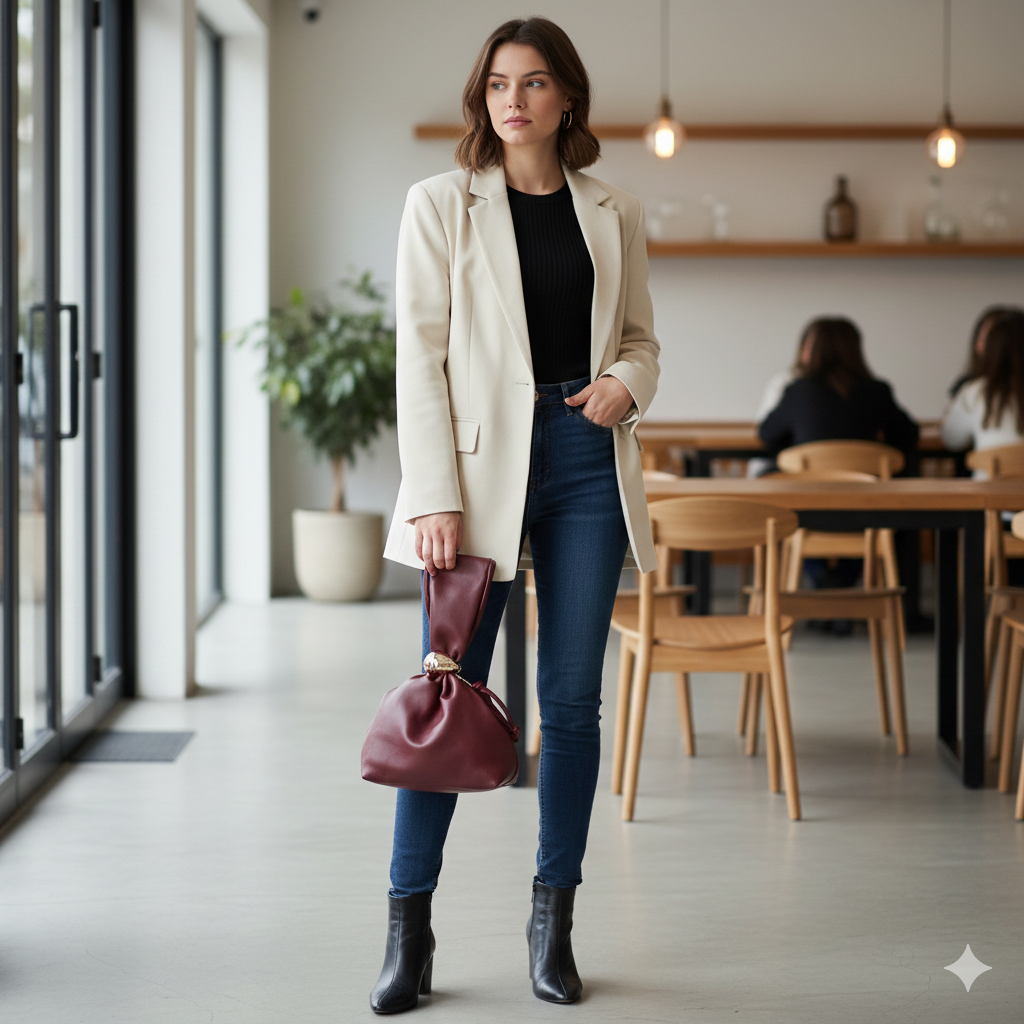 Women's burgundy leather bag Eliza
