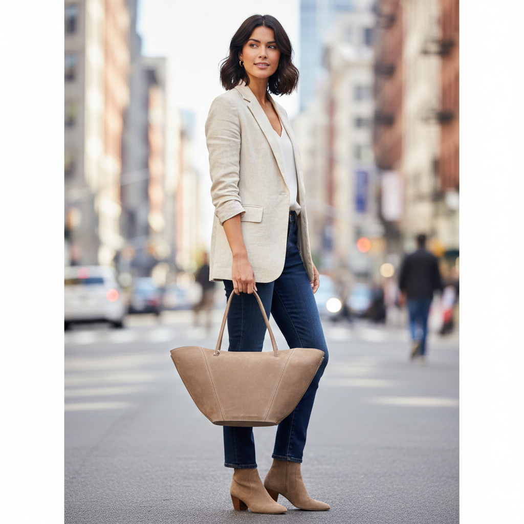 Women's bag made of light taupe natural leather Diana