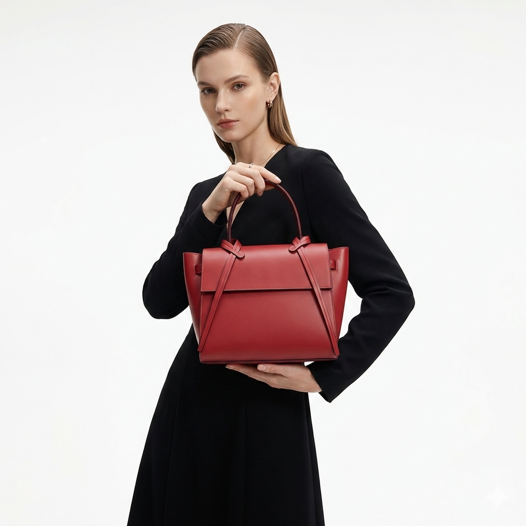 Women's burgundy genuine leather bag Erika