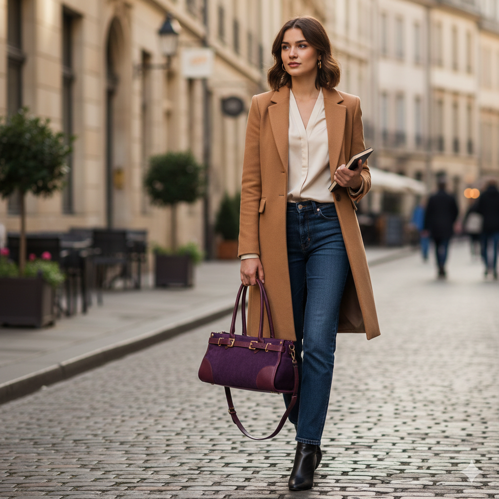 Women's bag made of burgundy genuine leather Evelin