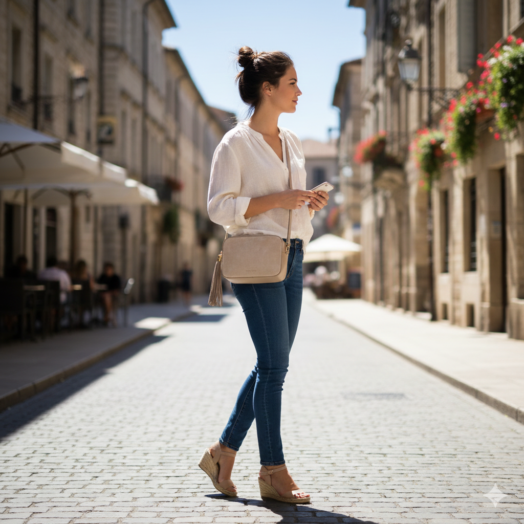 Women's bag made of taupe natural leather Ancuta 
