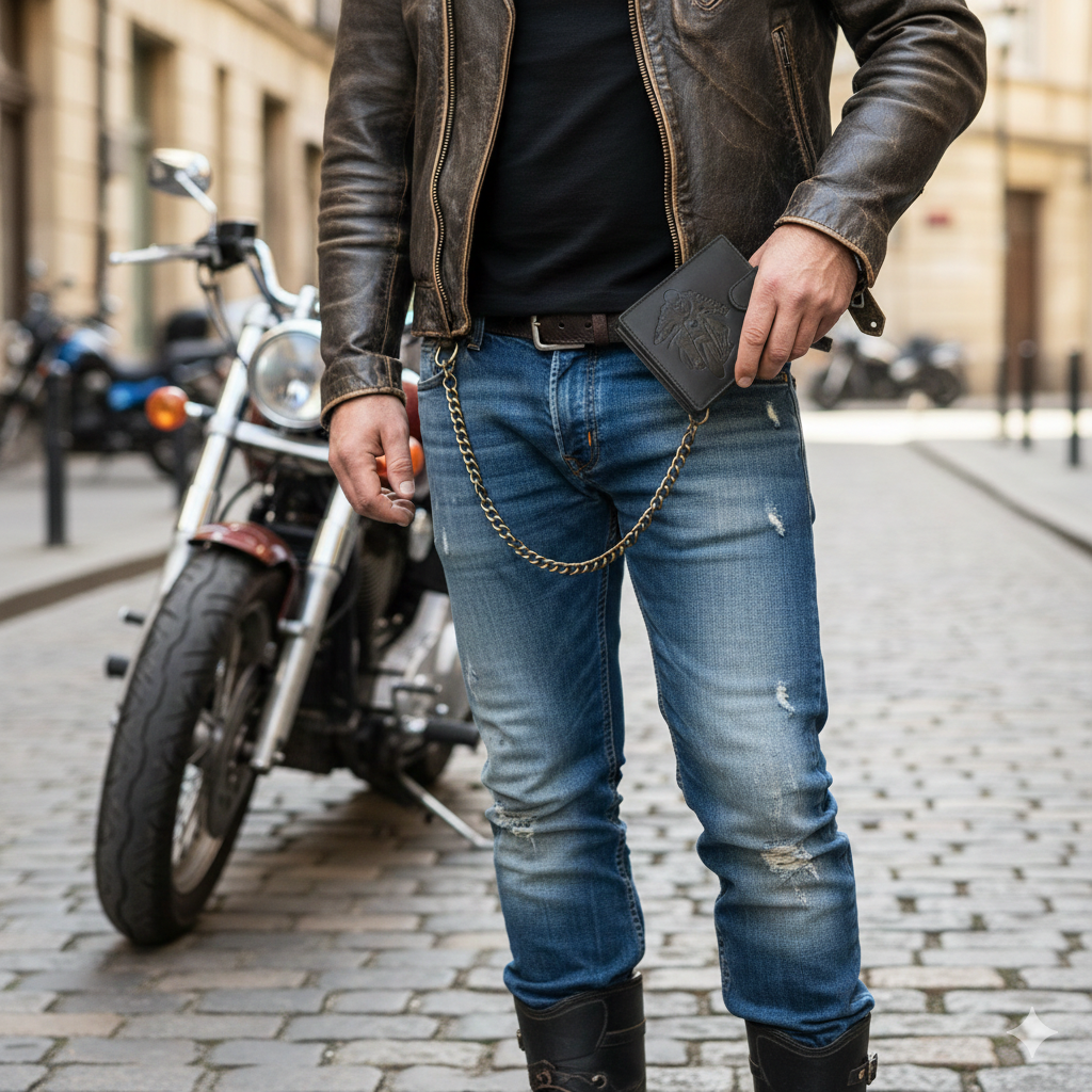 Muški novčanik od prave crne kože Motorbike