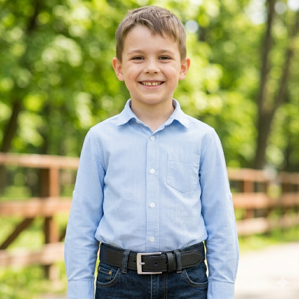 Children's belt made of black genuine leather Slim shady kids
