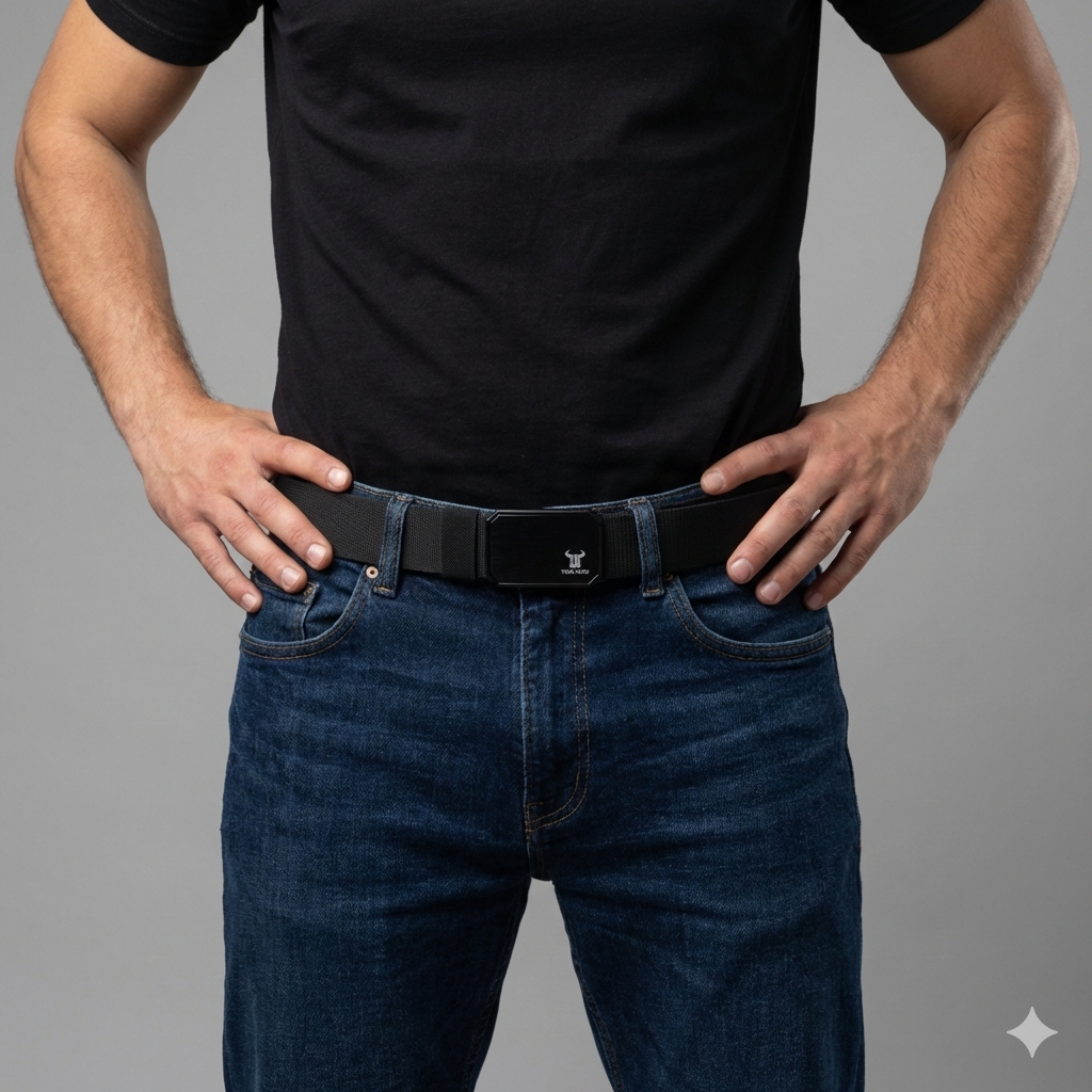 Ceinture élastique pour homme, boucle magnétique, réglable pour plusieurs tailles (jusqu'à 125 cm), noir Tor