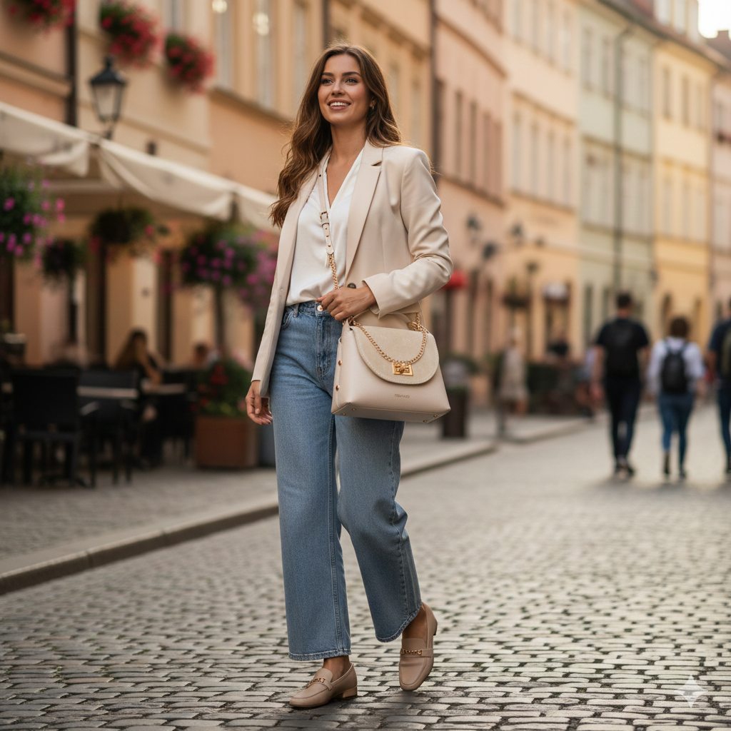 Women's bag made of natural suede leather, beige Raisa