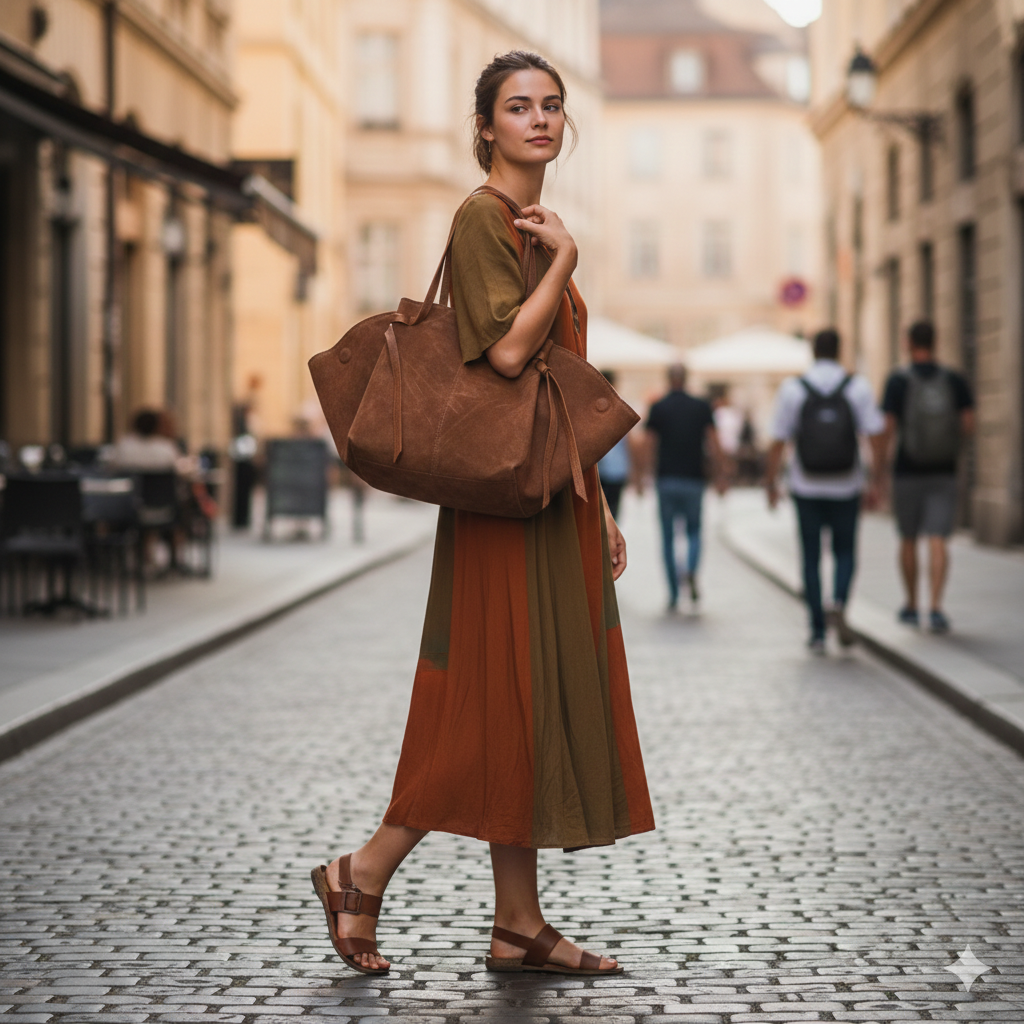 Women's brown genuine leather bag Alice