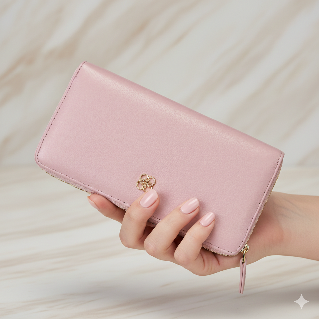 Women's wallet made of genuine leather, lilac-detail Arya