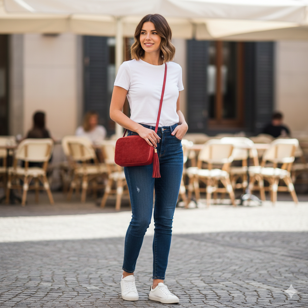 Women's red genuine leather bag Ancuta 