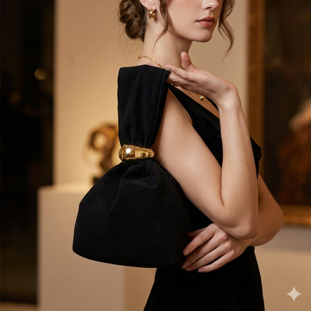 Women's bag made of natural suede leather, black Eliza