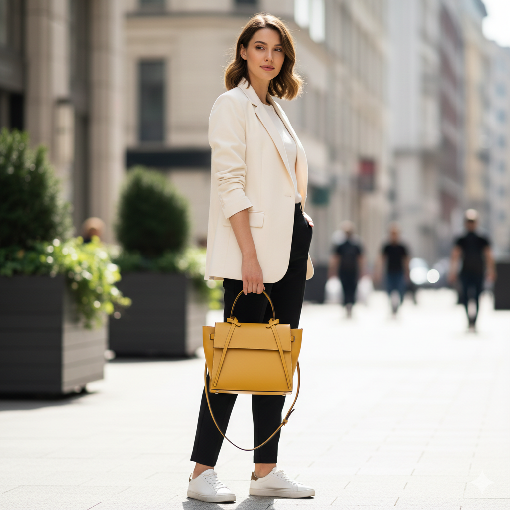 Women's bag made of natural leather, mustard Erika