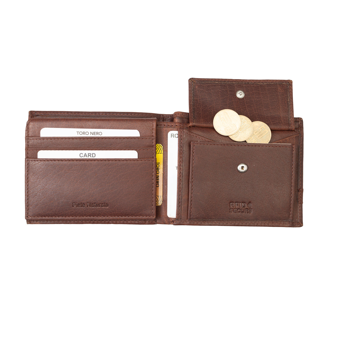 Men's wallet made of brown genuine leather Andy, RFID protection