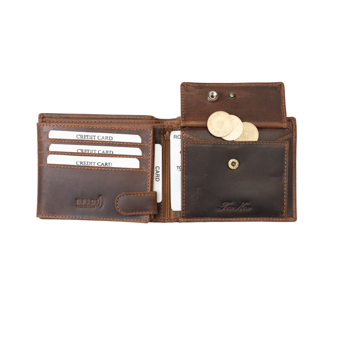 Men's wallet made of brown genuine leather OIL