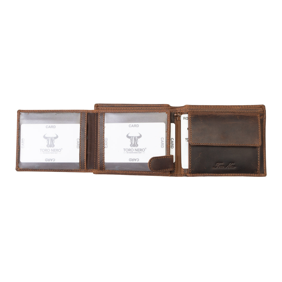 Men's wallet made of brown genuine leather OIL
