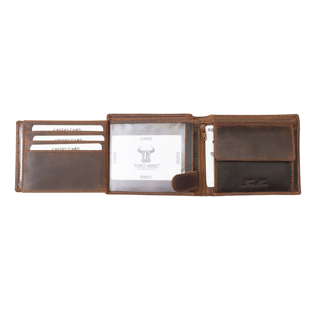 Men's wallet made of brown genuine leather OIL