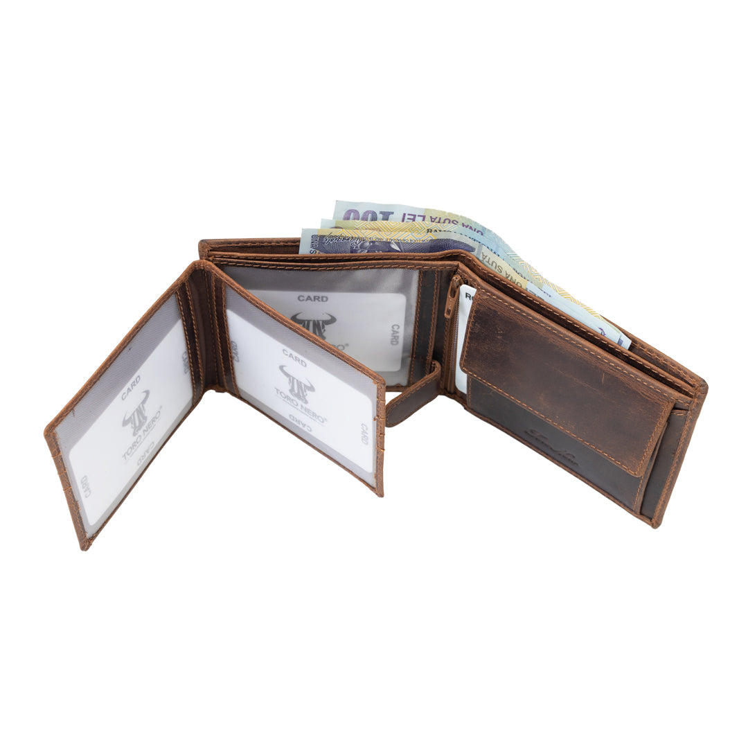 Men's wallet made of brown genuine leather OIL