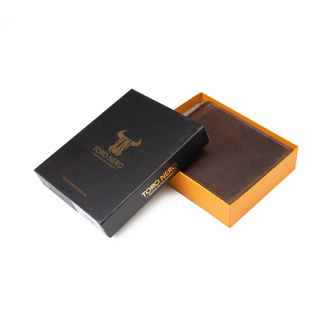 Men's wallet made of brown genuine leather OIL