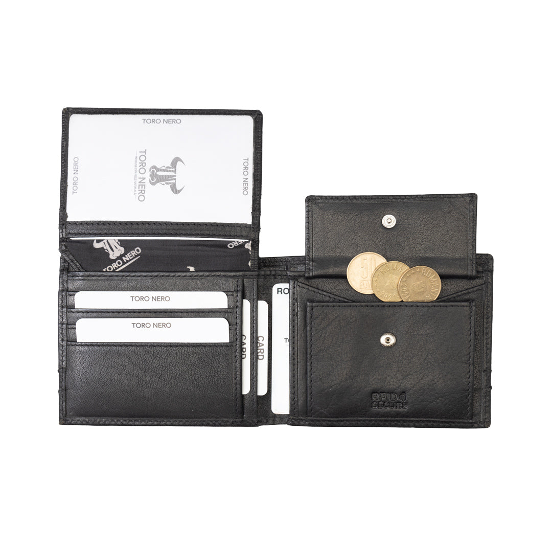 Men's wallet made of genuine leather, black, Andy, RFID protection