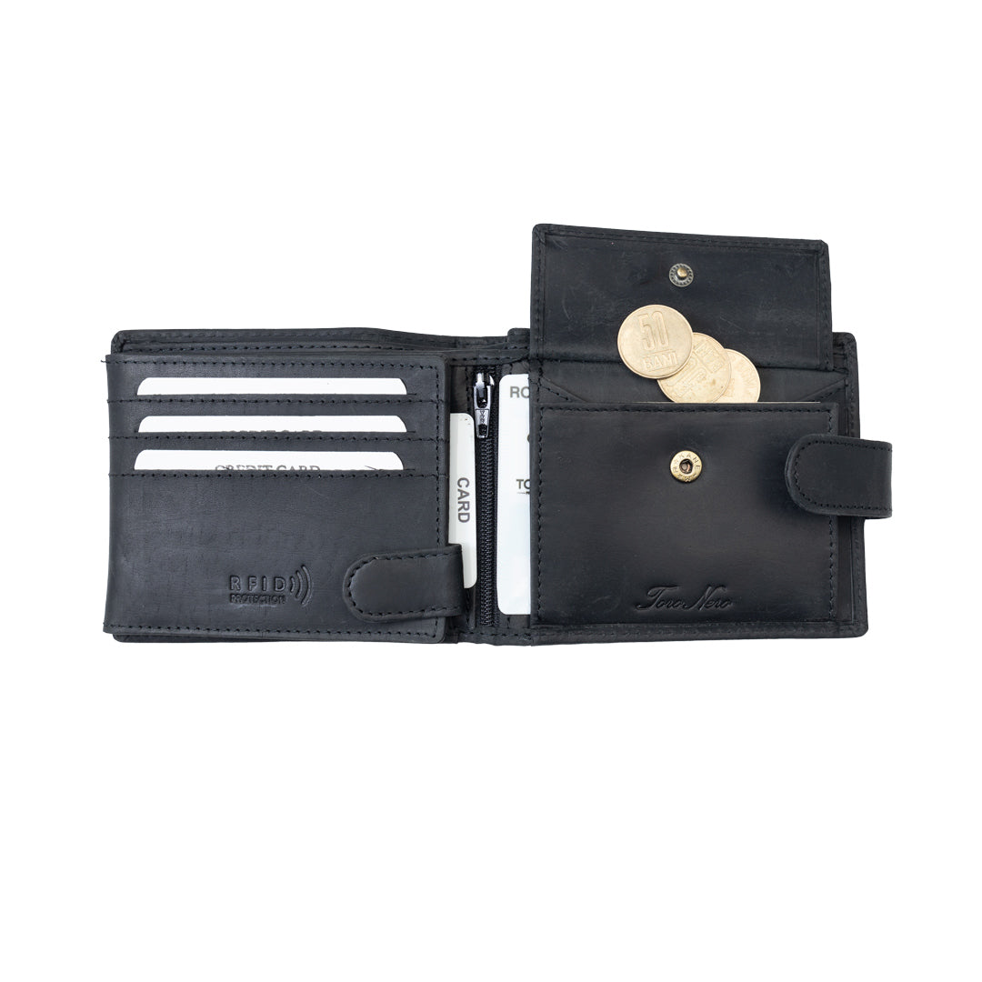 Men's wallet made of black genuine leather POIL