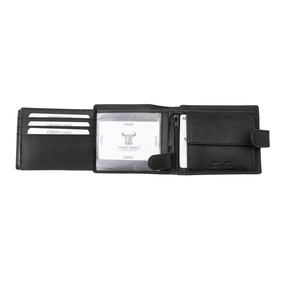 Men's wallet made of black genuine leather POIL