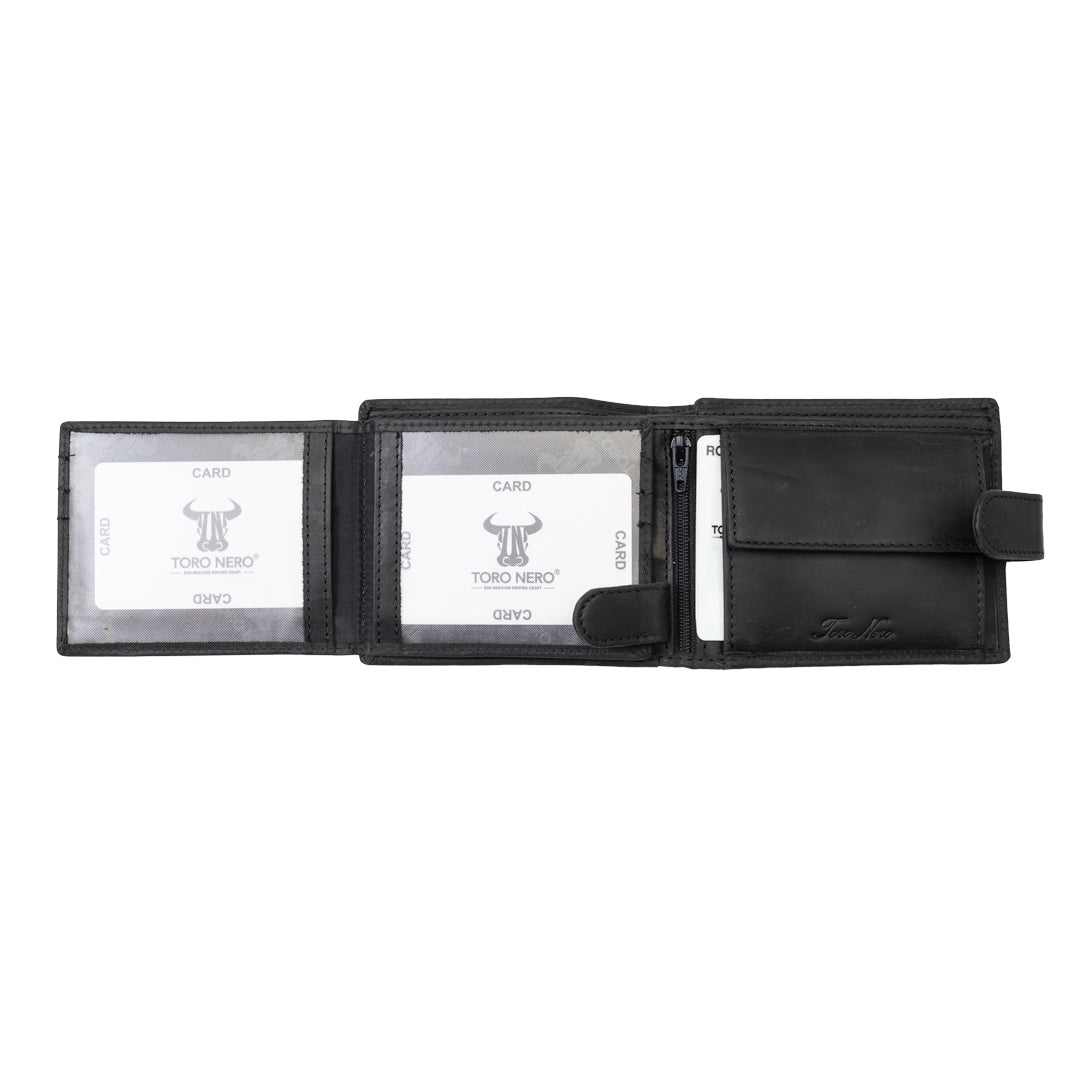 Men's wallet made of black genuine leather POIL