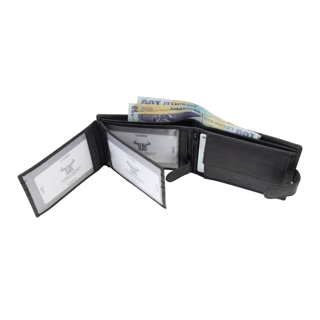 Men's wallet made of black genuine leather POIL