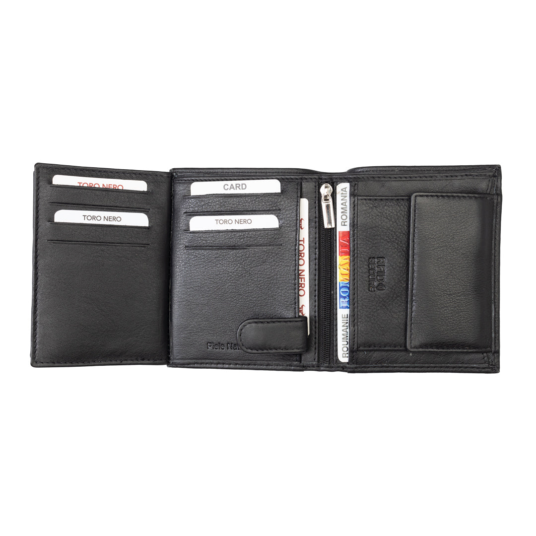 Men's wallet made of genuine leather, black, Ryan, RFID protection
