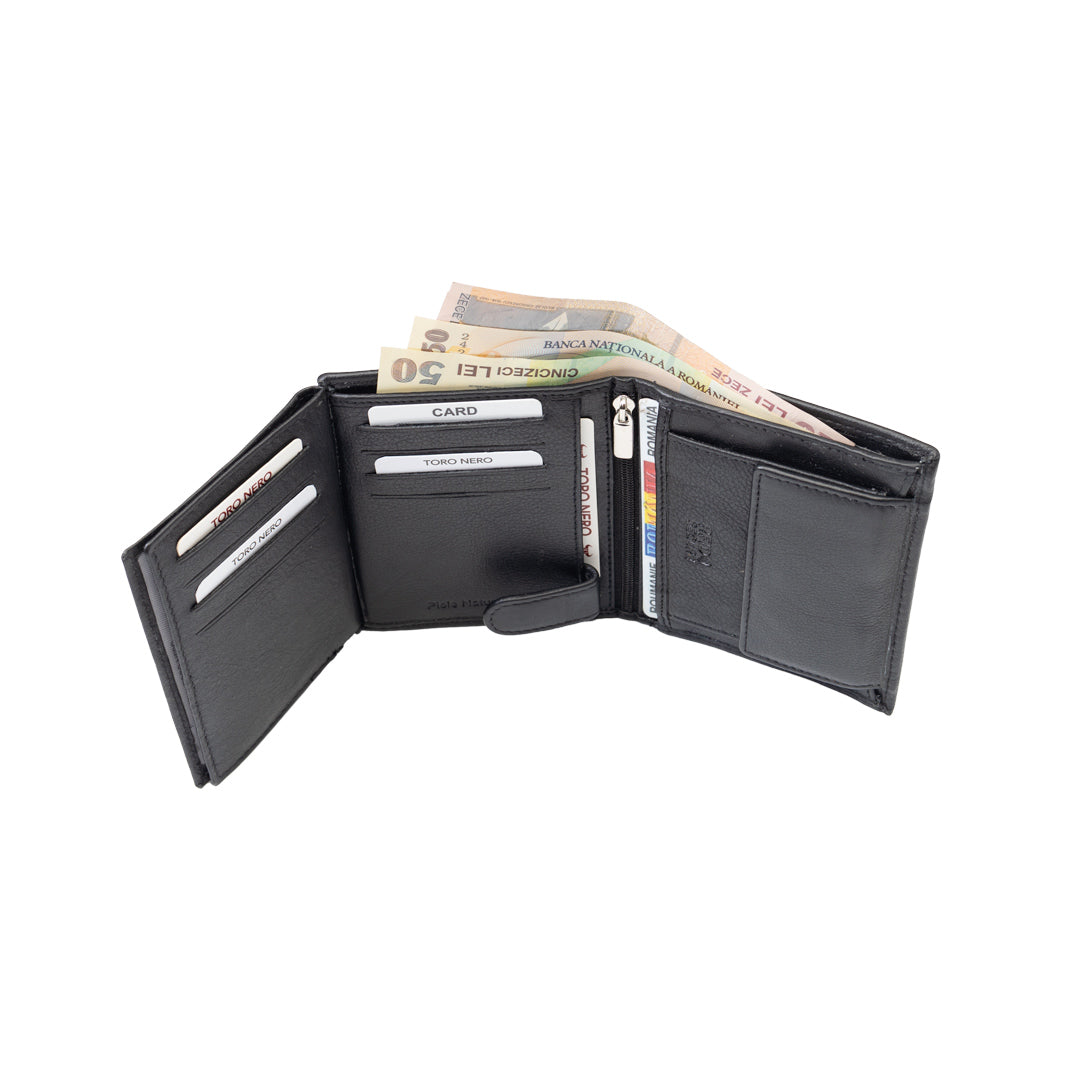 Men's wallet made of genuine leather, black, Ryan, RFID protection
