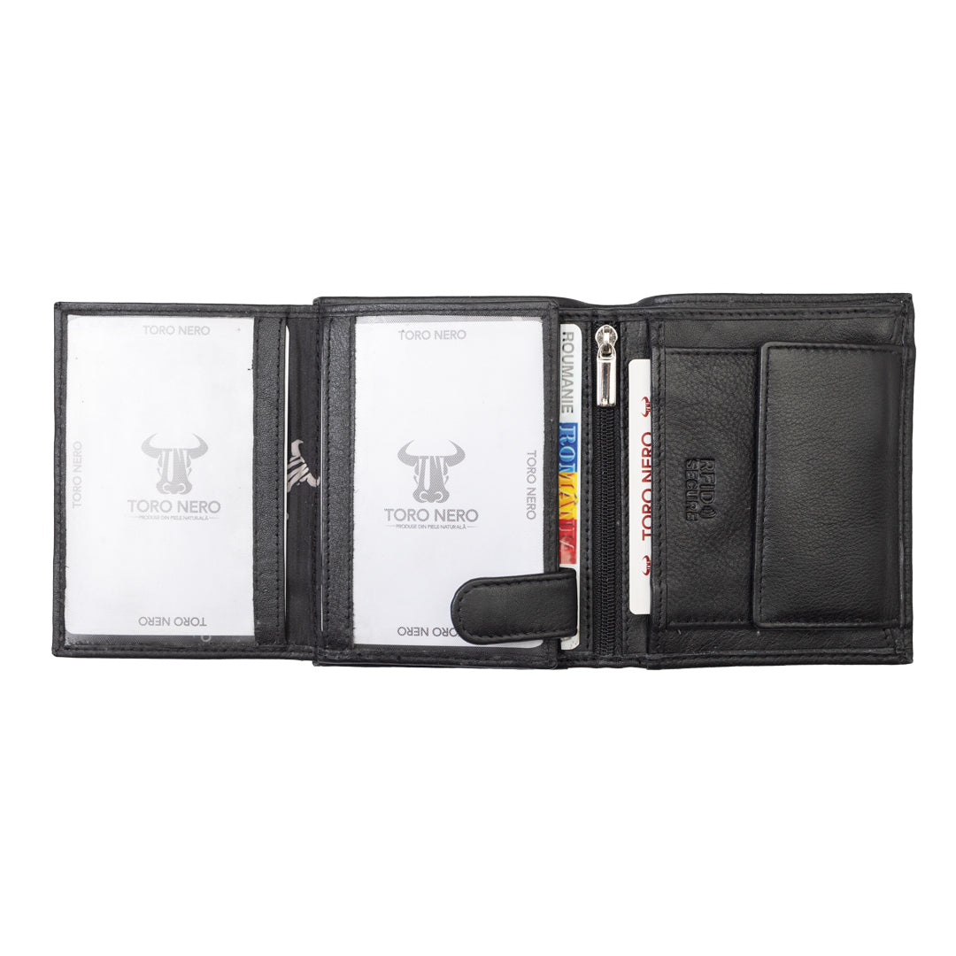 Men's wallet made of genuine leather, black, Ryan, RFID protection