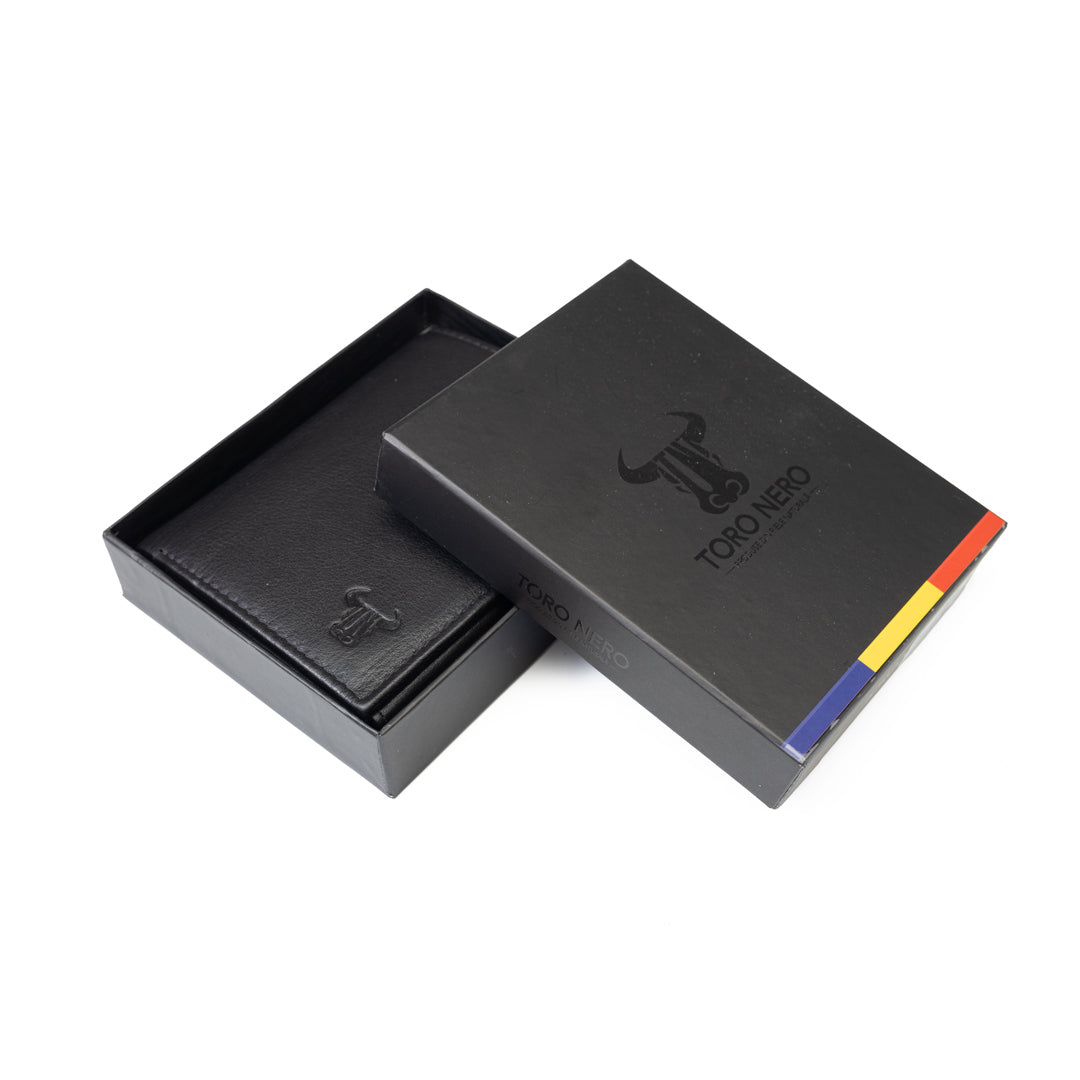 Men's wallet made of genuine leather, black, Ryan, RFID protection
