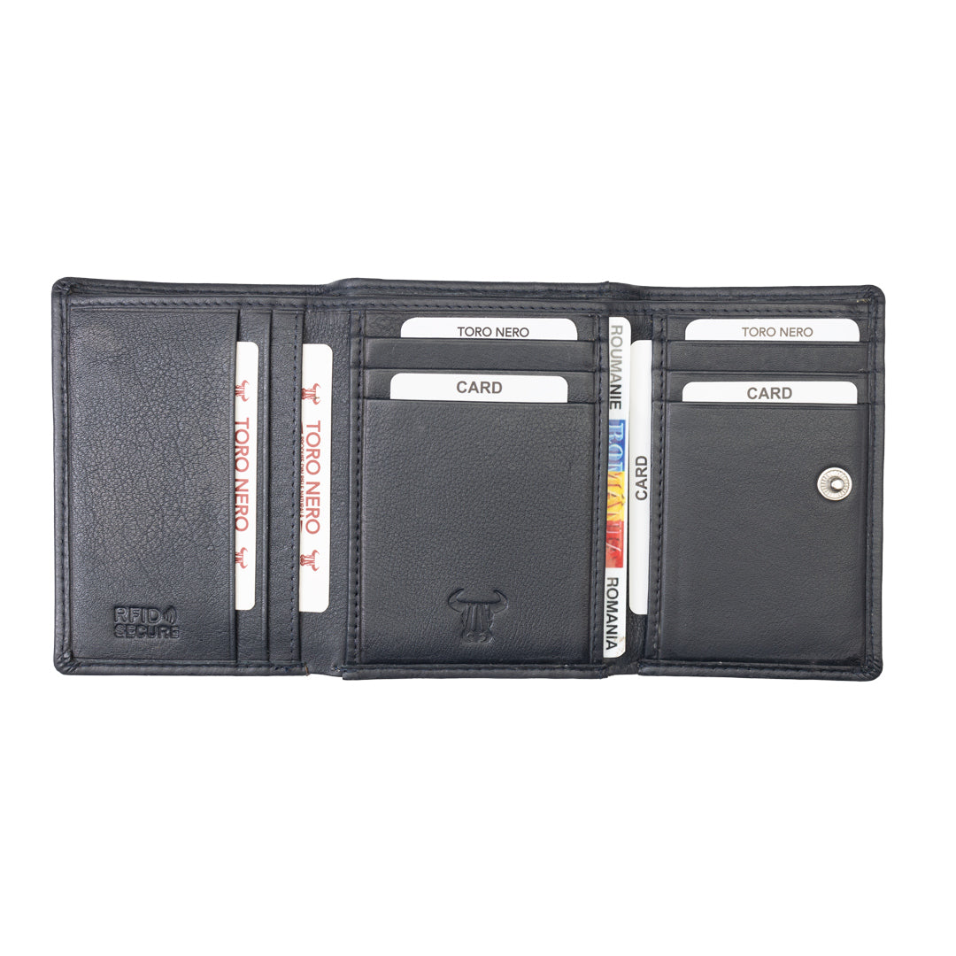 Women's wallet made of genuine leather, navy blue Ellis, RFID protection