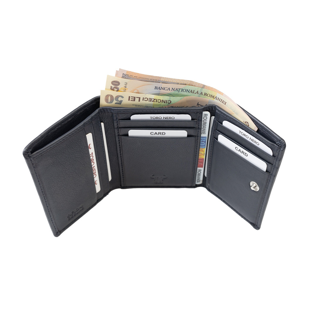 Women's wallet made of genuine leather, navy blue Ellis, RFID protection