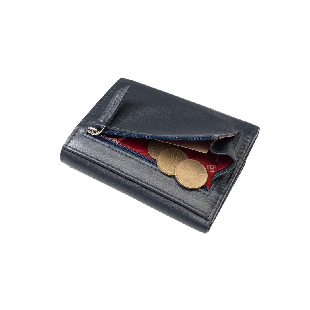 Women's wallet made of genuine leather, navy blue Ellis, RFID protection