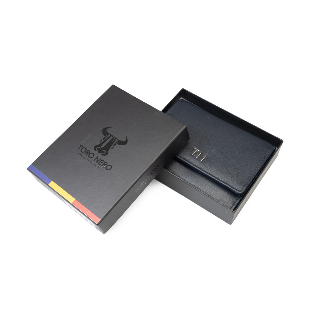 Women's wallet made of genuine leather, navy blue Ellis, RFID protection