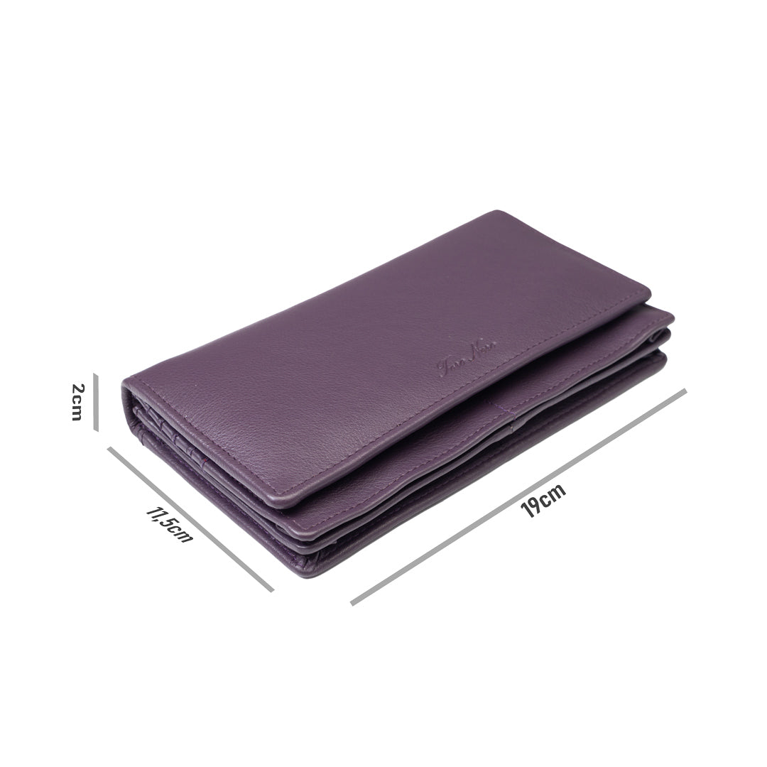Women's wallet made of genuine leather, purple, Chiara, Rfid protection