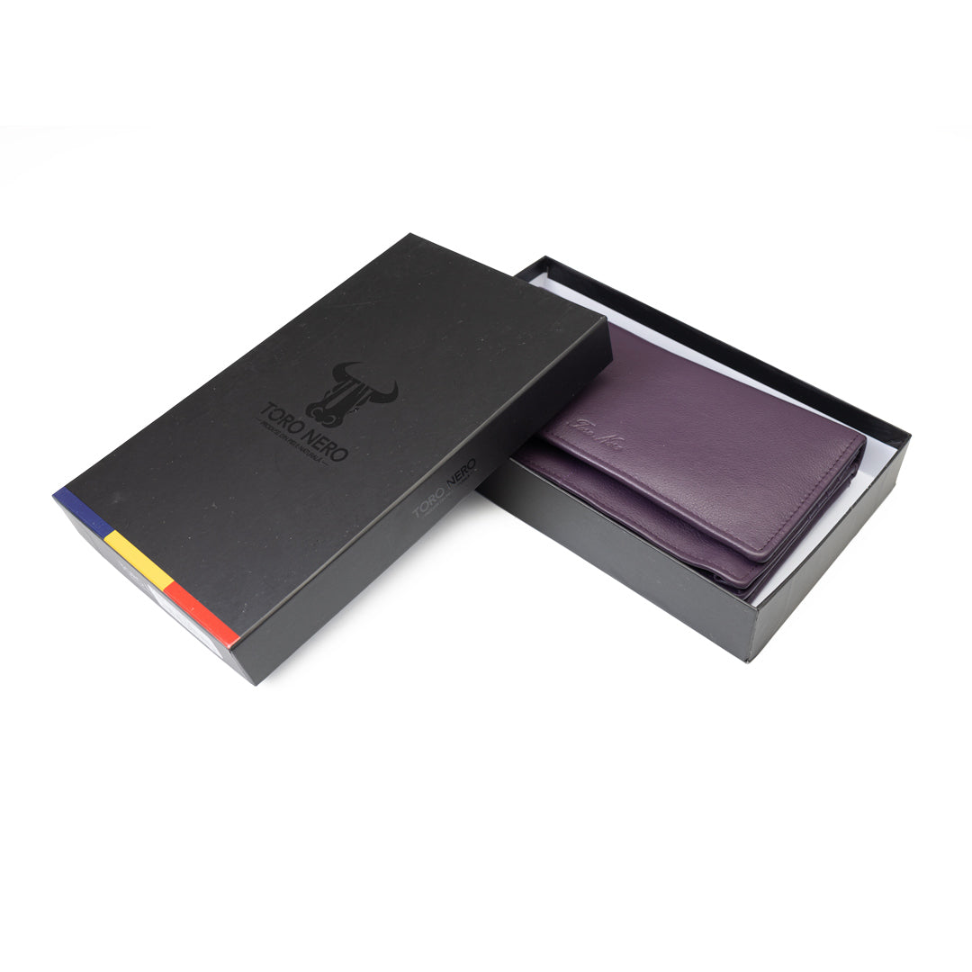 Women's wallet made of genuine leather, purple, Chiara, Rfid protection