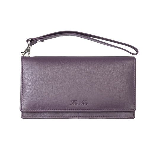 Women's wallet made of genuine leather, purple, Chiara, Rfid protection